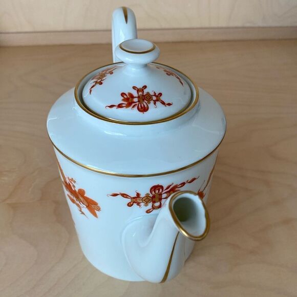 VINTAGE RAYNAUD CERALENE LIMOGES FRANCE 'DRAGON RED' TEAPOT - Picture 9 of 10